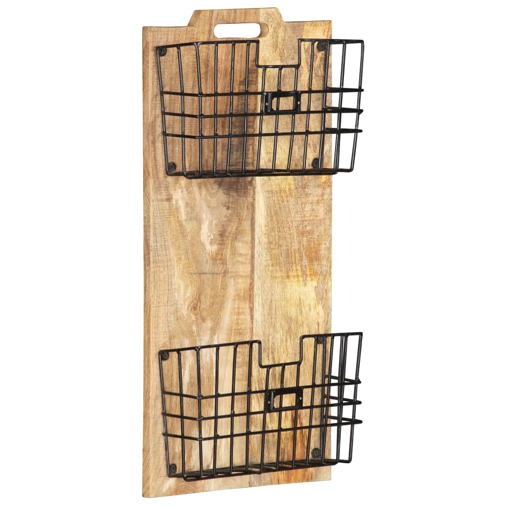 Tijdschriftenwandrek 33X10X67 Cm Massief Ruw Mangohout