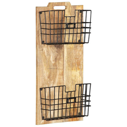 Tijdschriftenwandrek 33X10X67 Cm Massief Ruw Mangohout