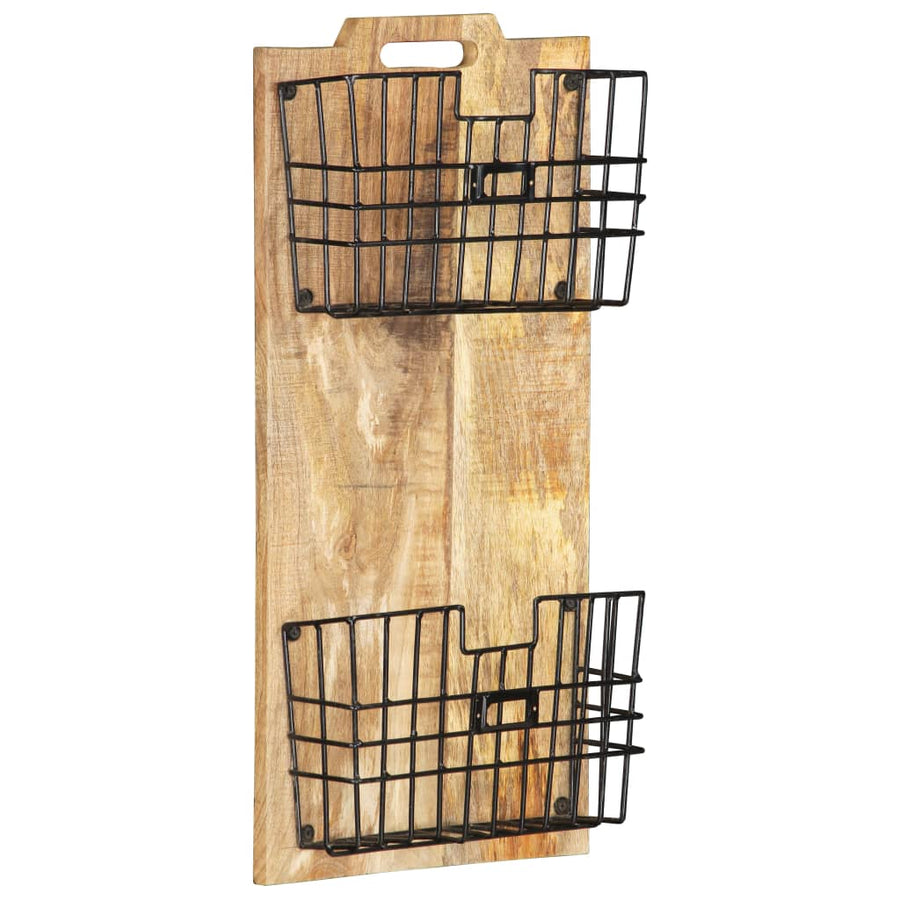 Tijdschriftenwandrek 33X10X67 Cm Massief Ruw Mangohout