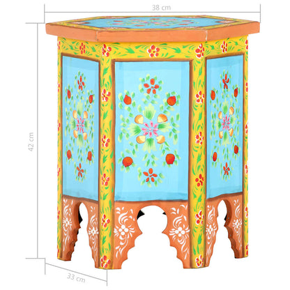 Bijzettafel Handgeschilderd 38X33X42 Cm Mangohout Meerkleurig Multikleur