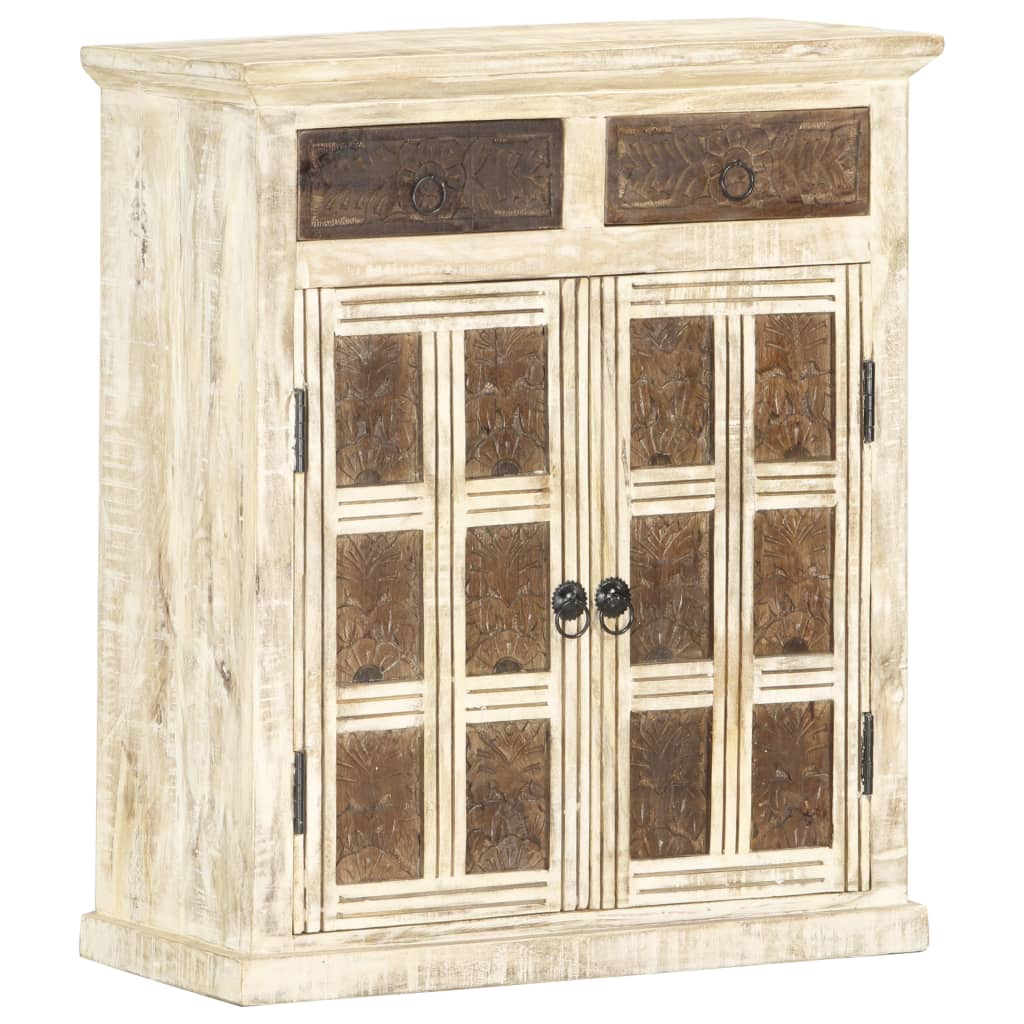 Dressoir 65x30x75 cm massief mangohout wit
