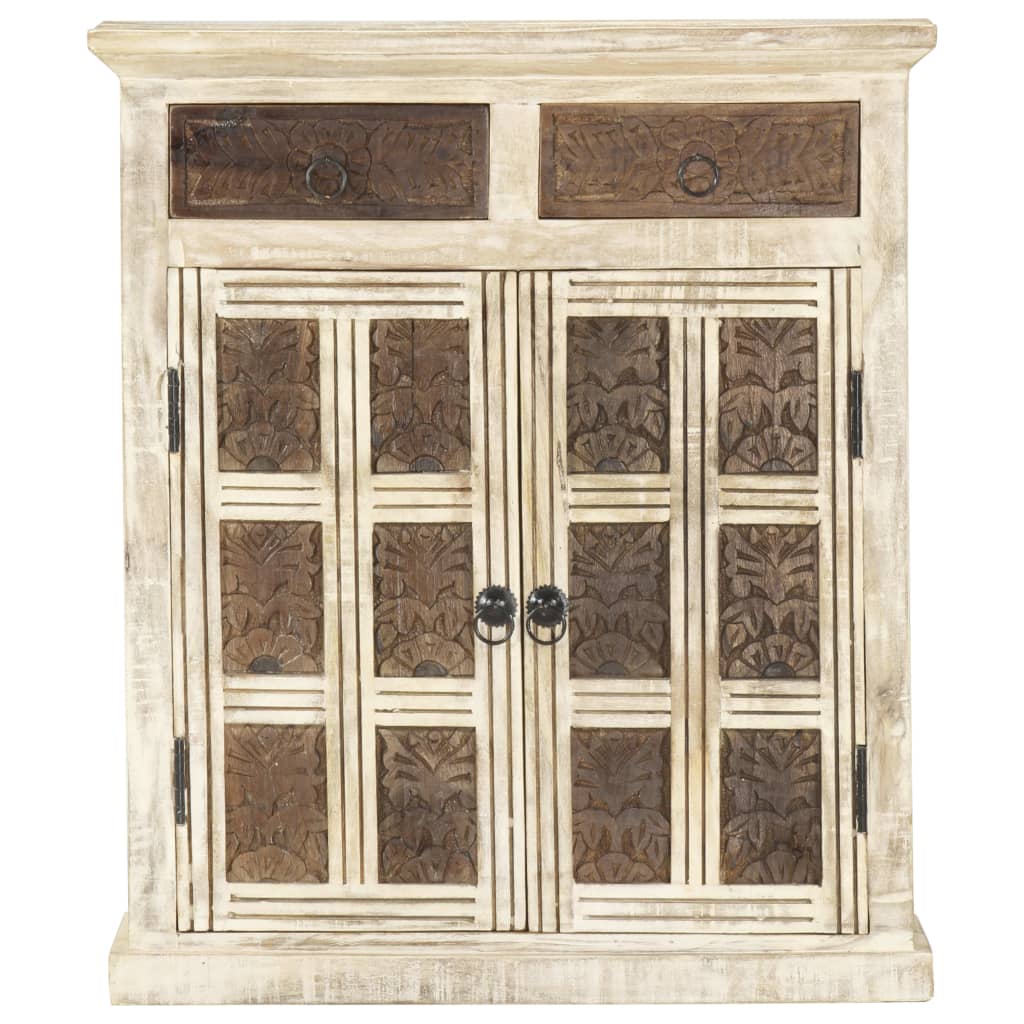 Dressoir 65x30x75 cm massief mangohout wit