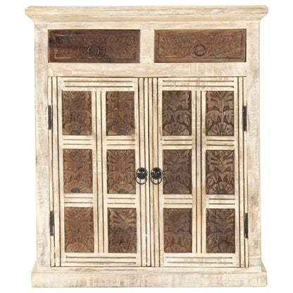 Dressoir 65x30x75 cm massief mangohout wit
