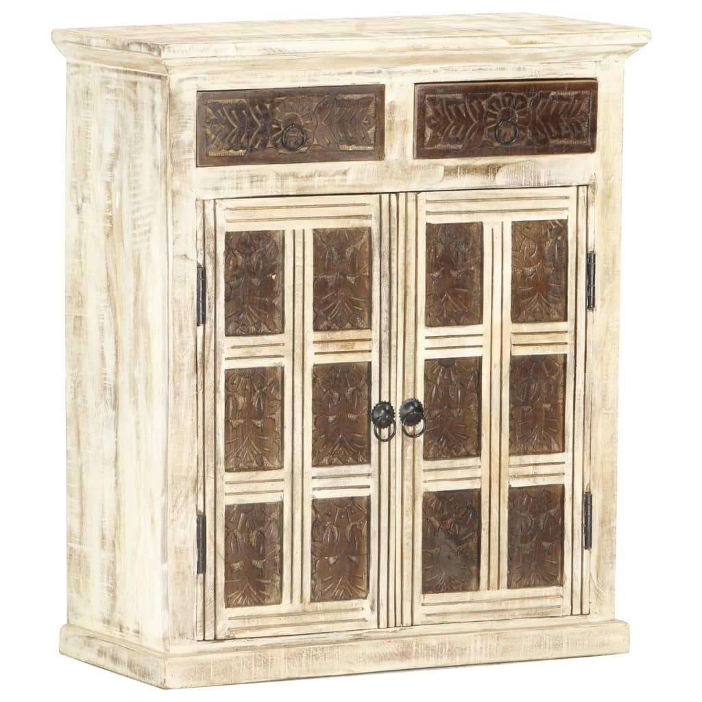 Dressoir 65x30x75 cm massief mangohout wit