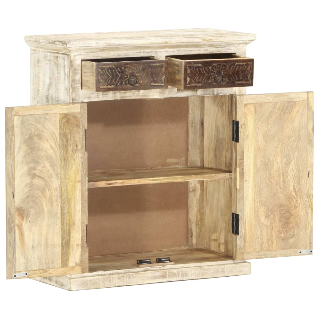 Dressoir 65x30x75 cm massief mangohout wit