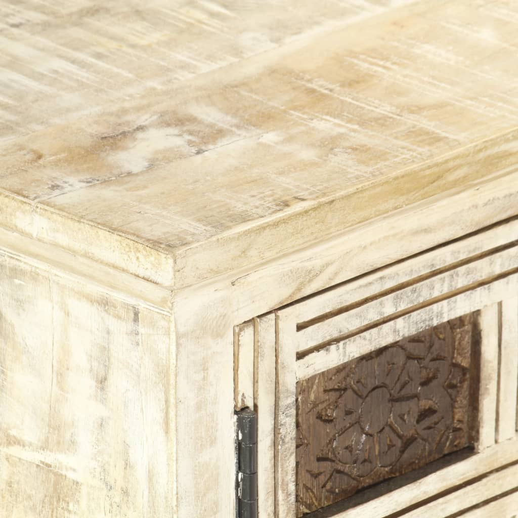 Dressoir 65x30x75 cm massief mangohout wit