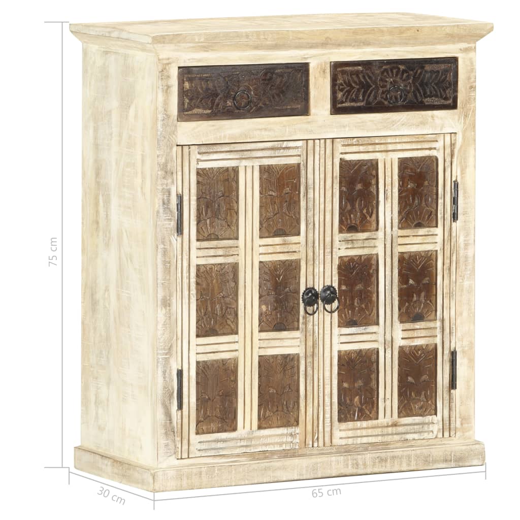 Dressoir 65x30x75 cm massief mangohout wit