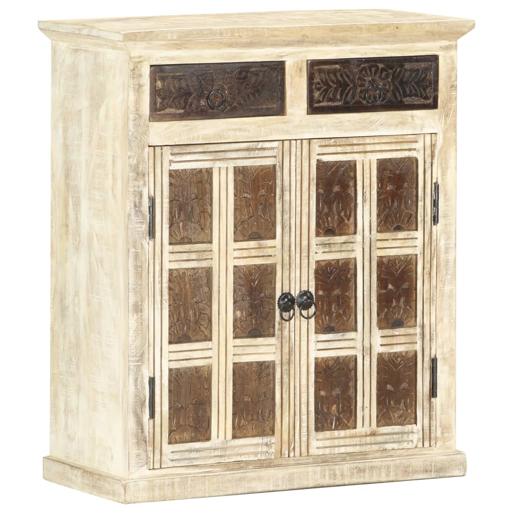 Dressoir 65x30x75 cm massief mangohout wit