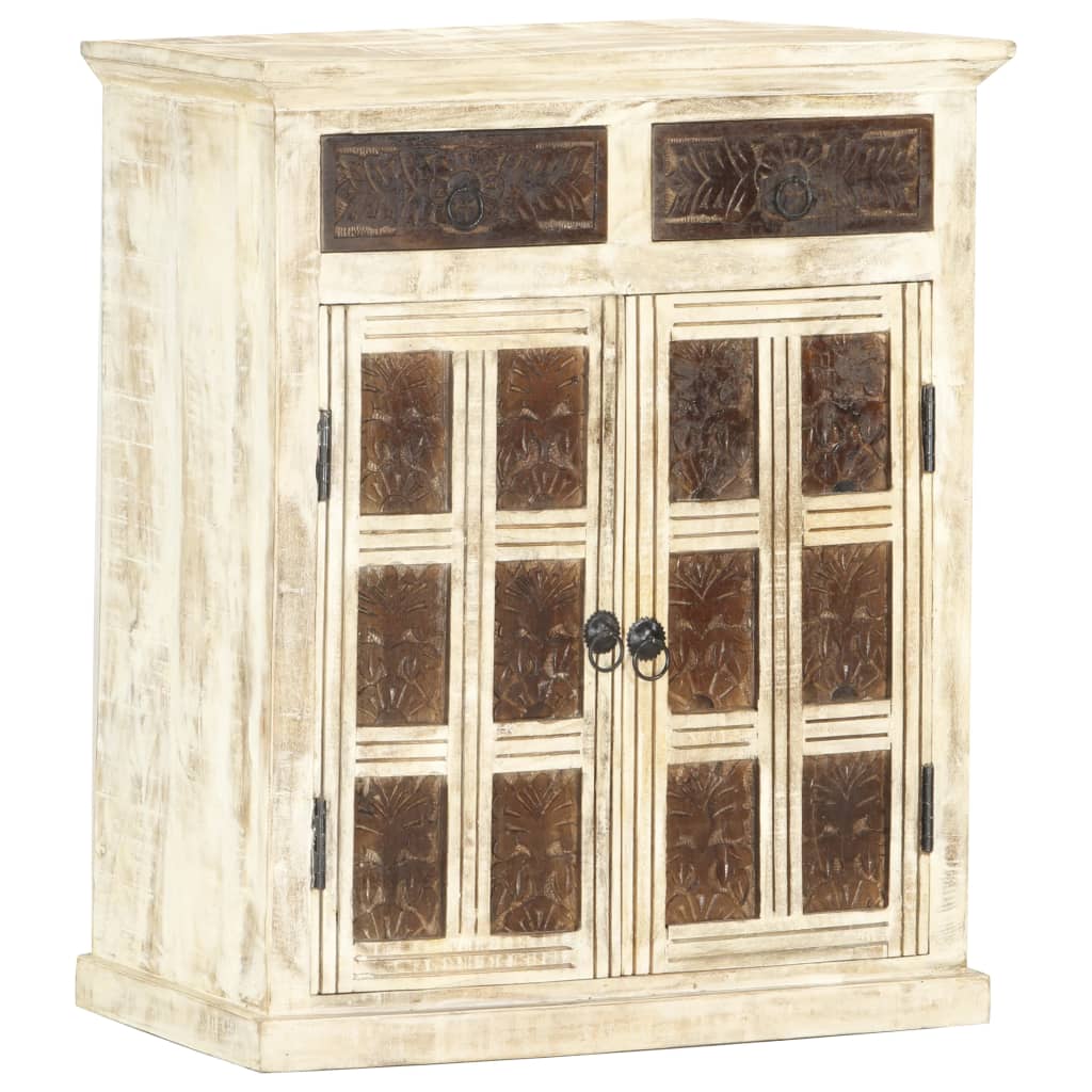 Dressoir 65x30x75 cm massief mangohout wit
