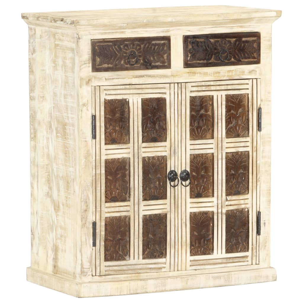 Dressoir 65x30x75 cm massief mangohout wit