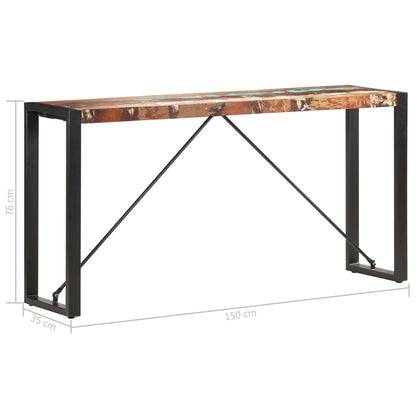 Wandtafel 150x35x76 cm massief gerecycled hout