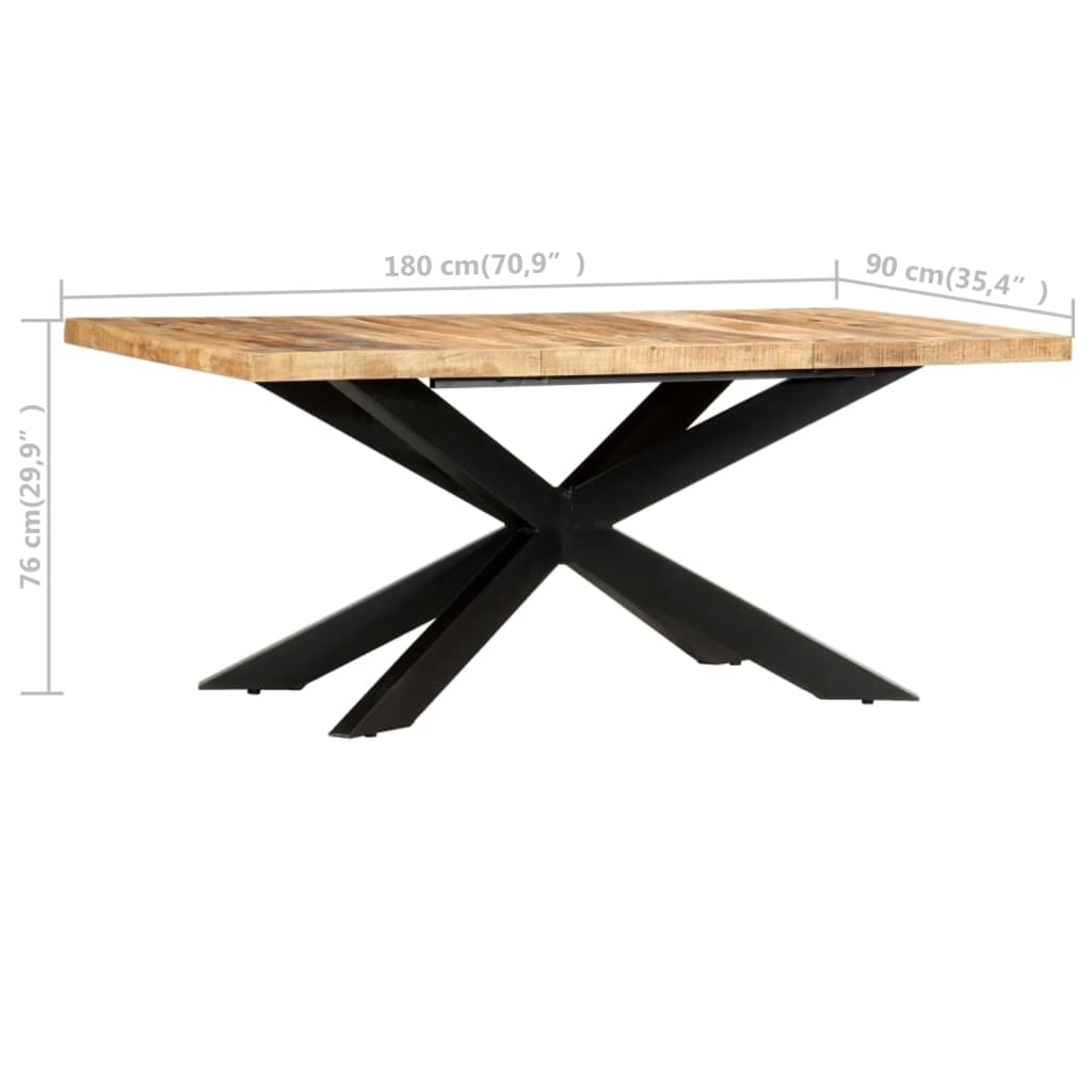 Eettafel 180x90x76 cm massief ruw mangohout