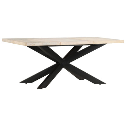 Eettafel 180X90X76 Cm Massief Gebleekt Mangohout Wit