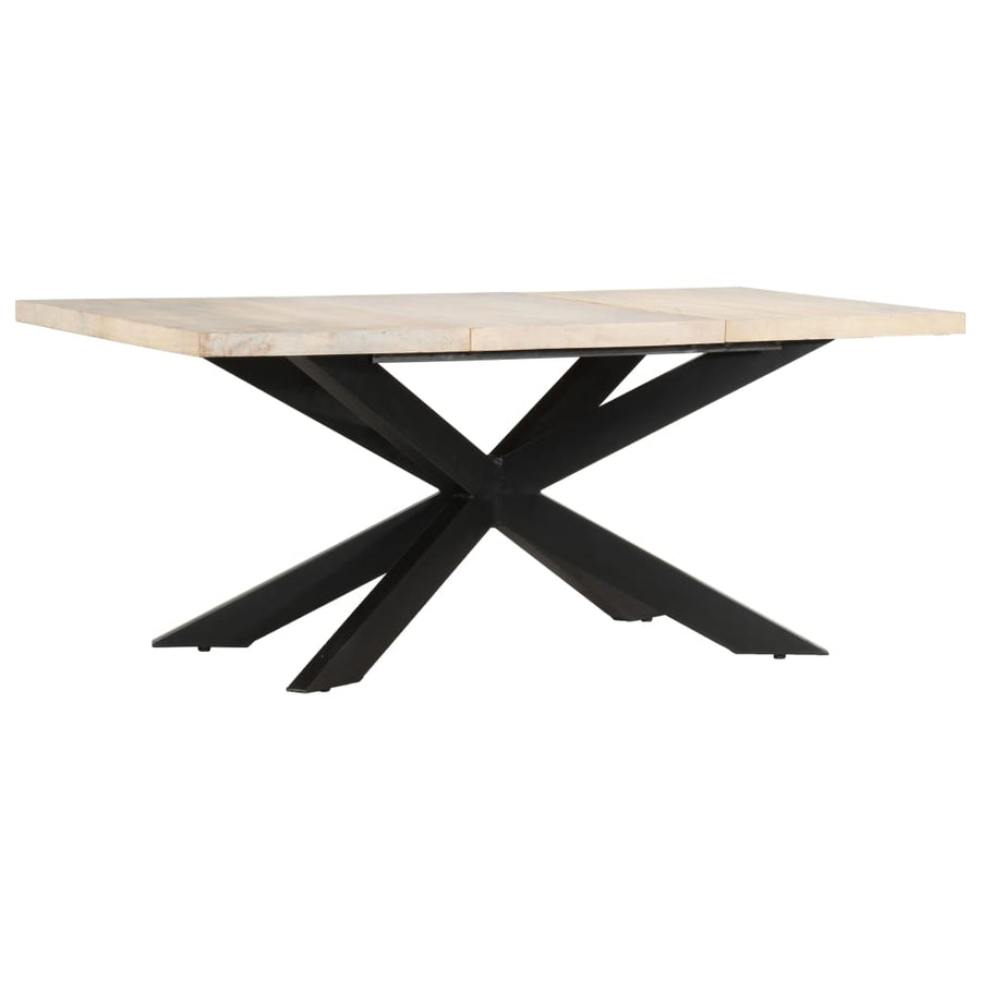 Eettafel 180X90X76 Cm Massief Gebleekt Mangohout Wit