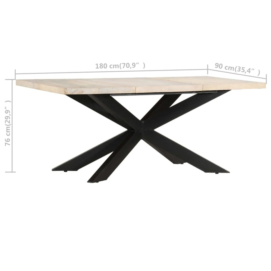 Eettafel 180X90X76 Cm Massief Gebleekt Mangohout Wit