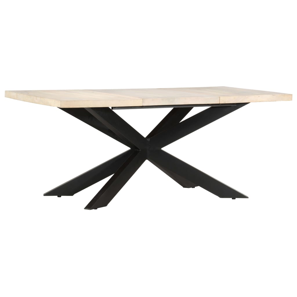 Eettafel 180X90X76 Cm Massief Gebleekt Mangohout Wit
