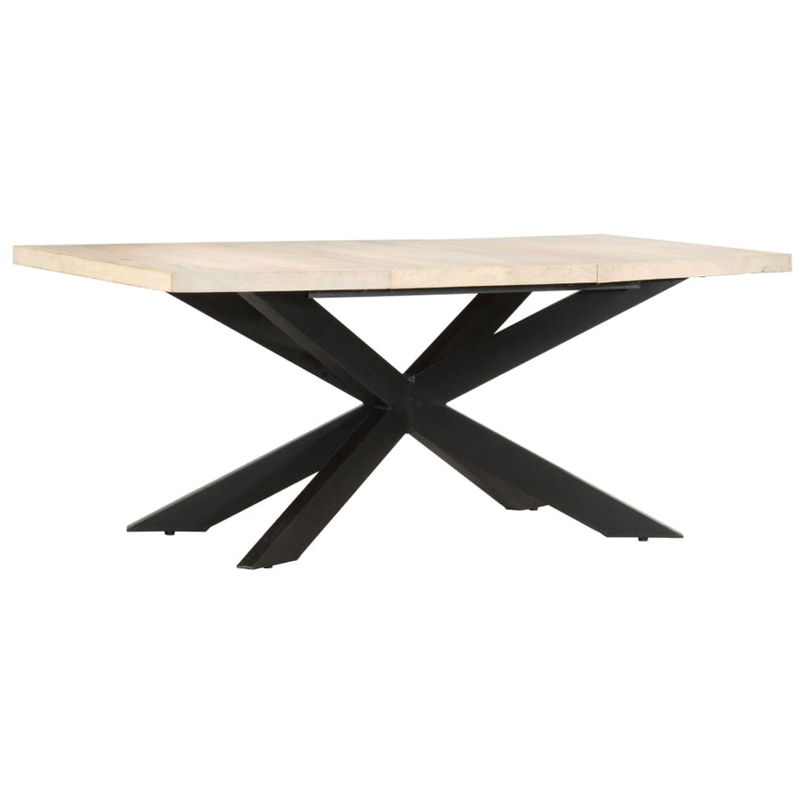 Eettafel 180X90X76 Cm Massief Gebleekt Mangohout Wit