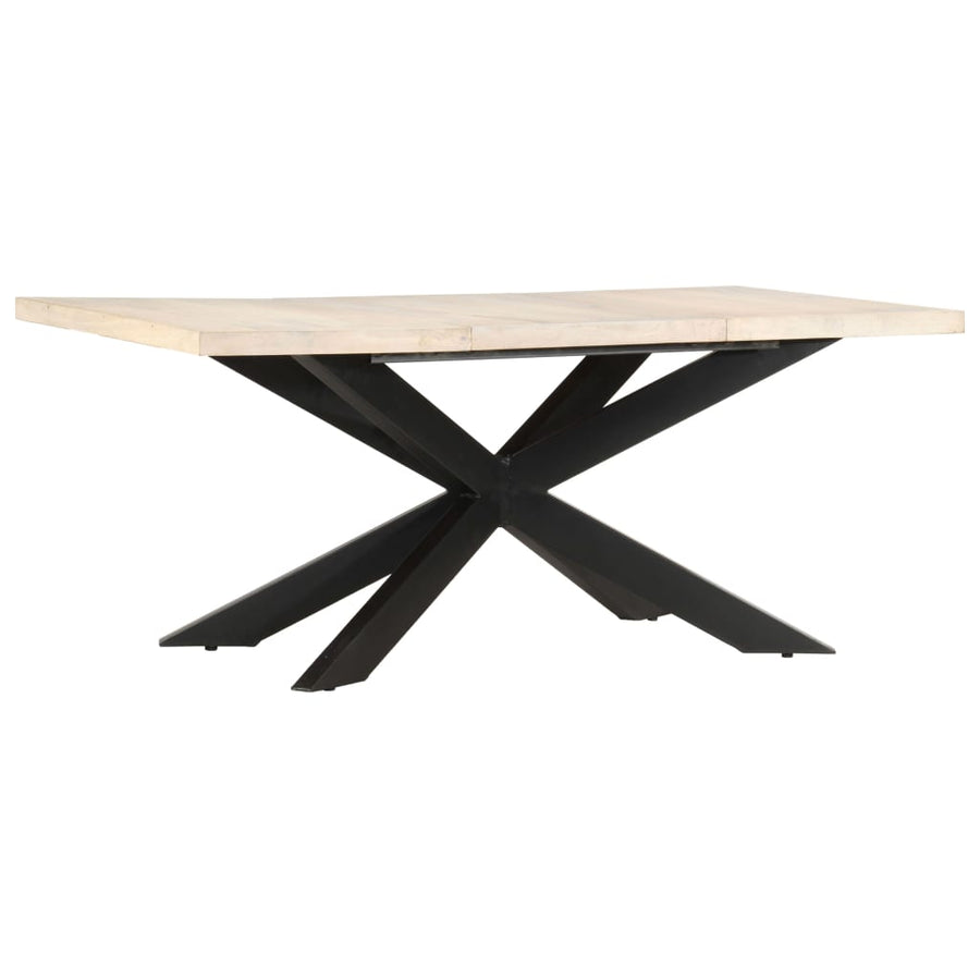 Eettafel 180X90X76 Cm Massief Gebleekt Mangohout Wit