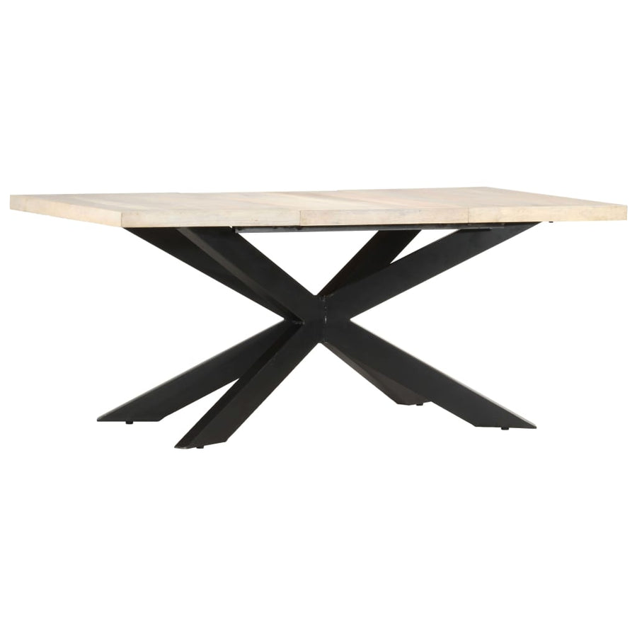 Eettafel 180X90X76 Cm Massief Gebleekt Mangohout Wit