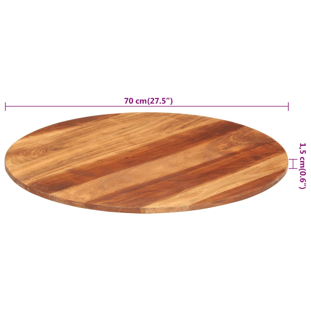 Tafelblad rond 15-16 mm 70 cm massief acaciahout