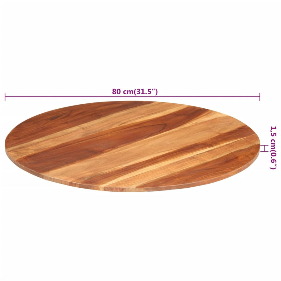 Tafelblad rond 15-16 mm 80 cm massief acaciahout