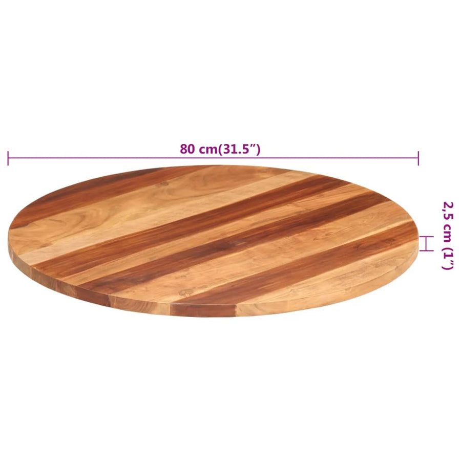 Tafelblad rond 25-27 mm 80 cm massief acaciahout
