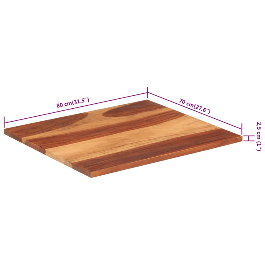 Tafelblad 25-27 Mm 70X80 Cm Massief Sheeshamhout 70 x 80 cm 25-27 mm massief sheesham hout