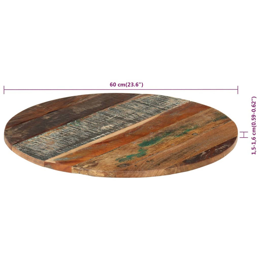 Tafelblad Rond 5-6 Mm 60 Cm 1 60 cm 15-16 mm massief gerecycled hout