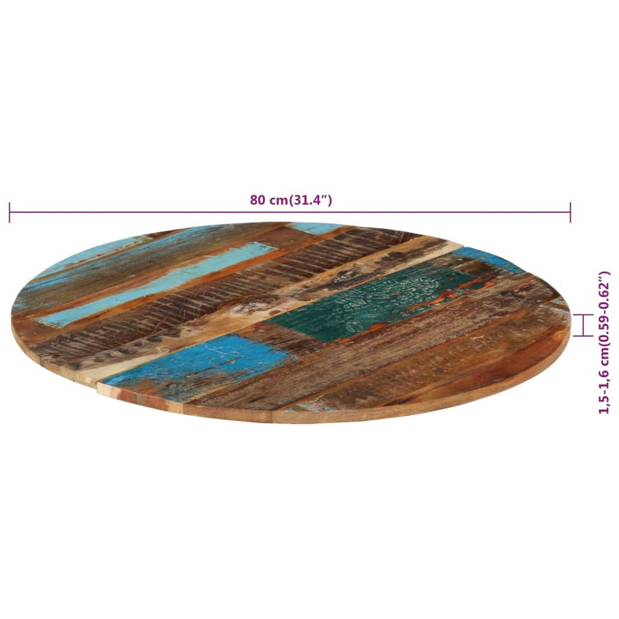 Tafelblad Rond 5-6 Mm 80 Cm 80 cm 15-16 mm massief gerecycled hout