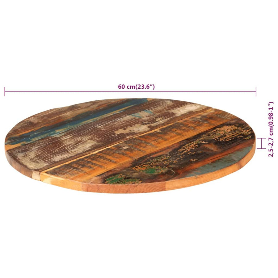 Tafelblad Rond 25-27 Mm 60 Cm Massief Gerecycled Hout 1 60 cm 25-27 mm