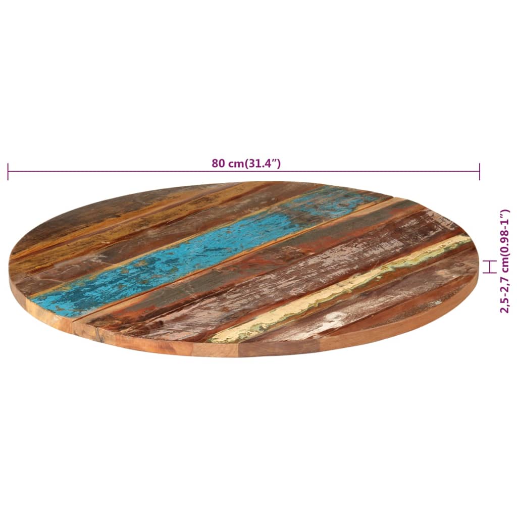 Tafelblad Rond 25-27 Mm 80 Cm 80 cm 25-27 mm massief gerecycled hout