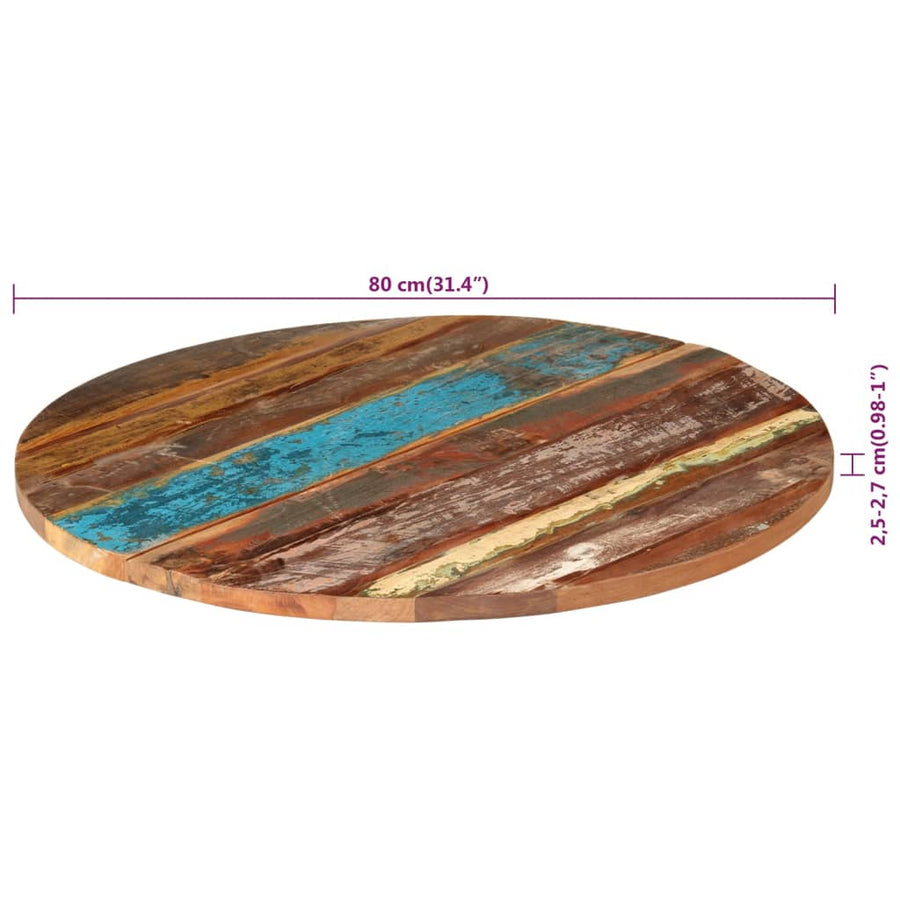 Tafelblad Rond 25-27 Mm 80 Cm 80 cm 25-27 mm massief gerecycled hout