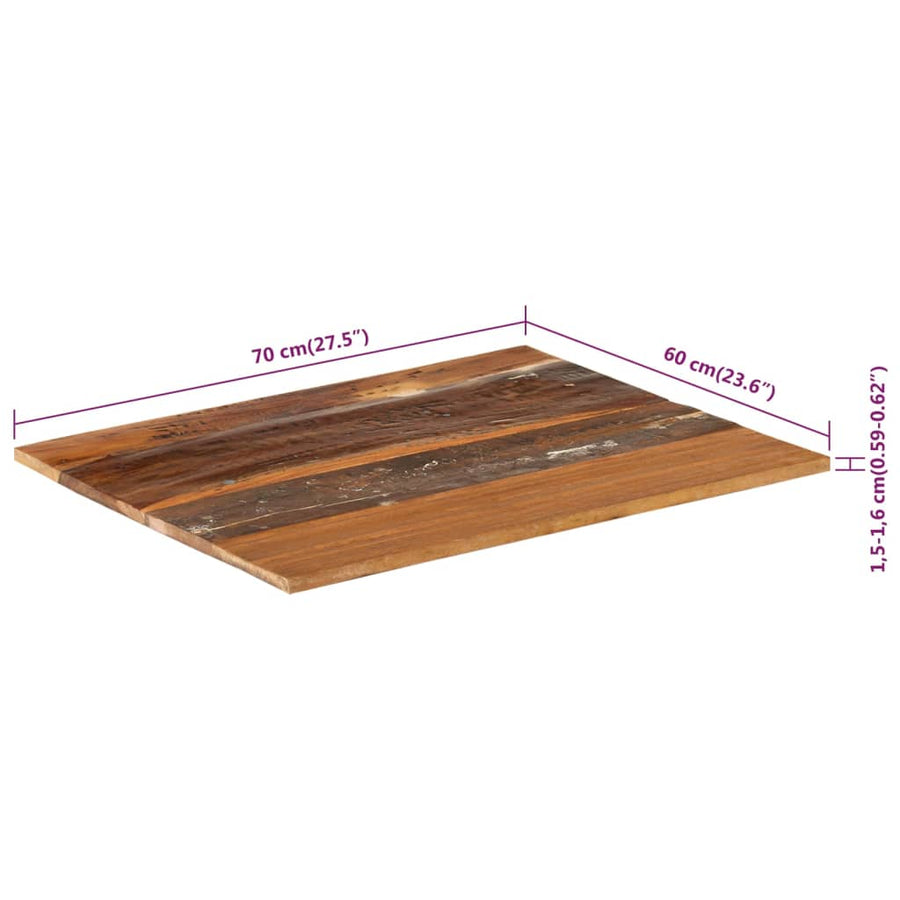 Tafelblad Rechthoekig 15-16 Mm 60X70 Cm Massief Gerecycled Hout 60 x 70 cm 15-16 mm