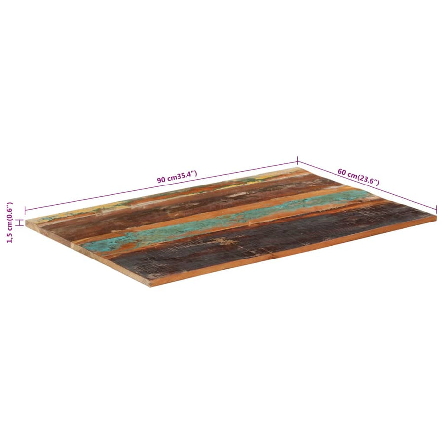 Tafelblad Rechthoekig 5-6 Mm 60X90 Cm 60 x 90 cm 15-16 mm massief gerecycled hout