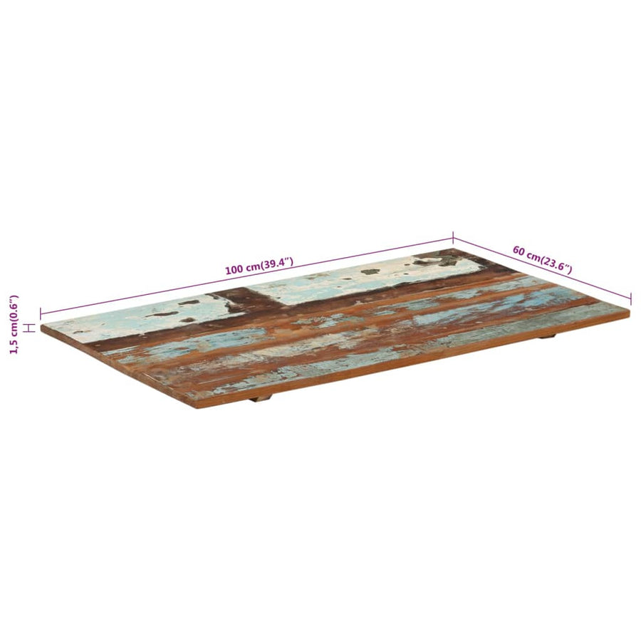 Tafelblad Rechthoekig 5-6 Mm 60X00Cm 60 x 100 cm 15-16 mm massief gerecycled hout