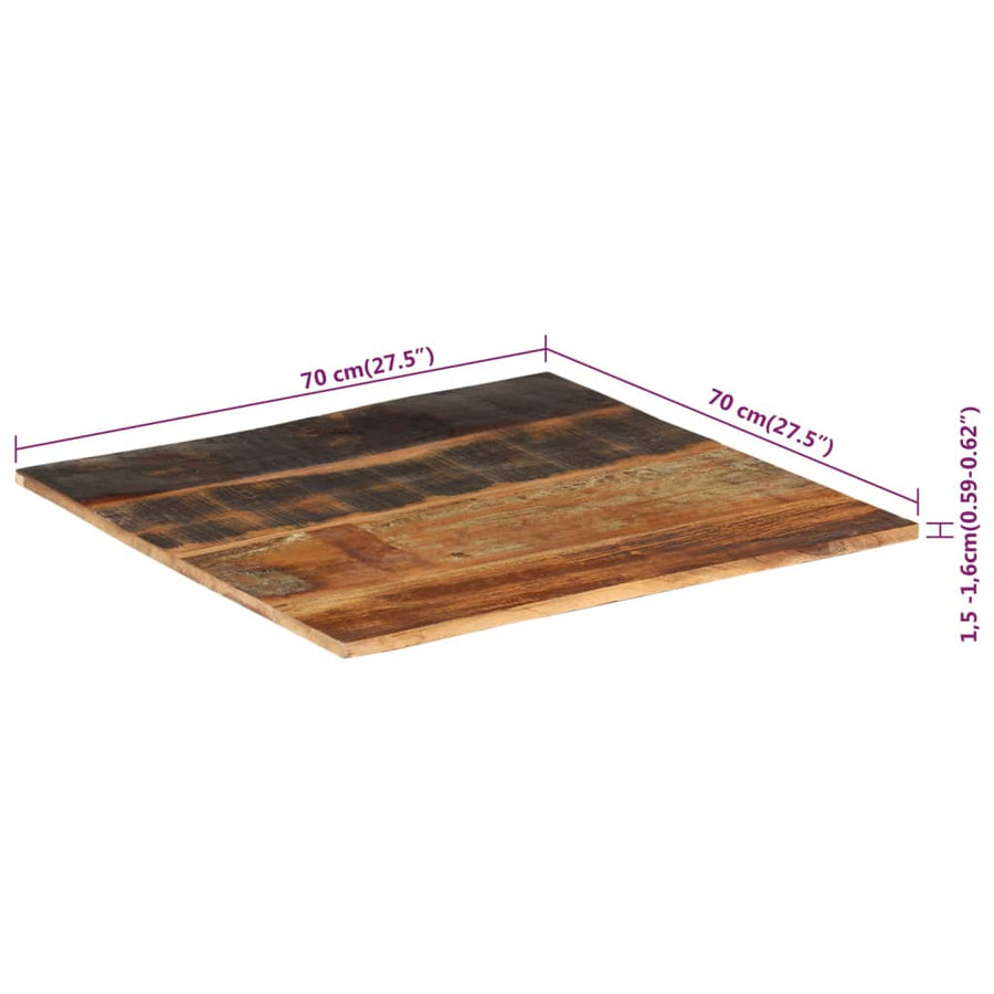 Tafelblad Vierkant 5-6 Mm 70X70 Cm 70 x 70 cm 15-16 mm massief gerecycled hout
