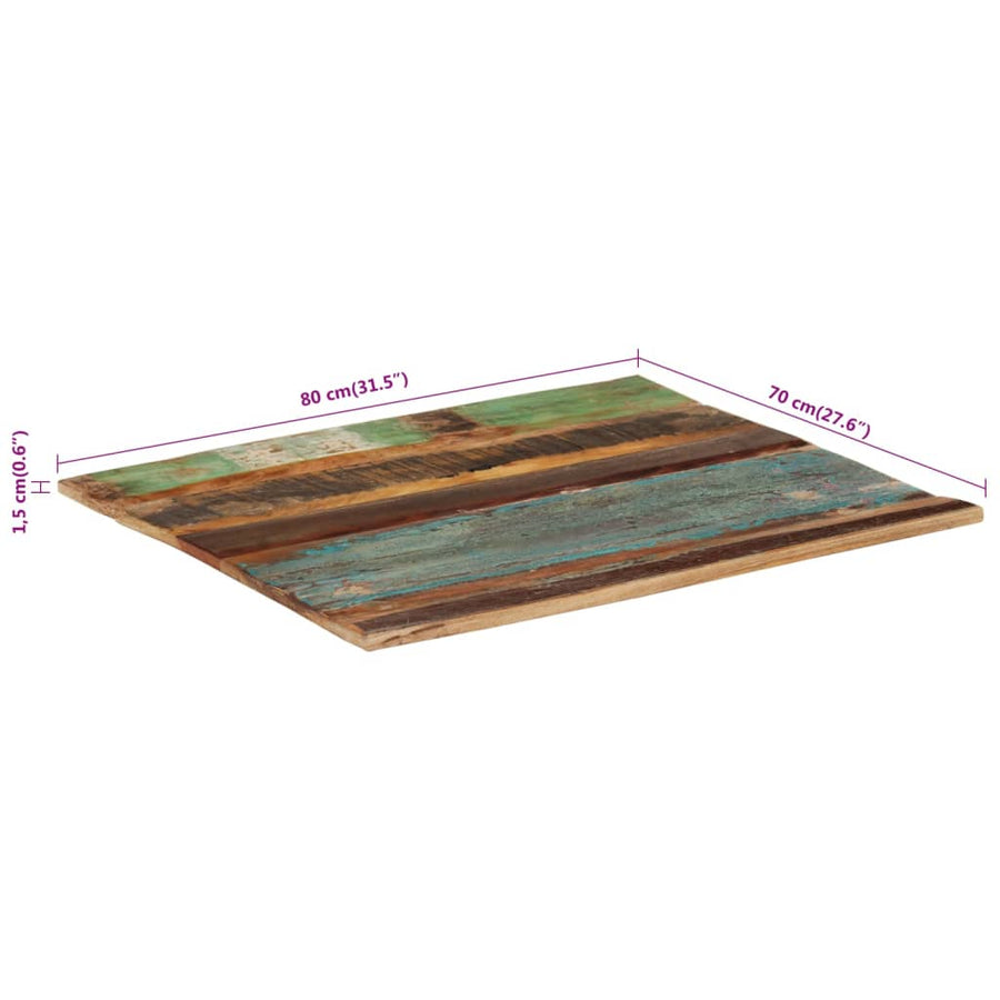 Tafelblad Rechthoekig 5-6 Mm 70X80 Cm 70 x 80 cm 15-16 mm massief gerecycled hout