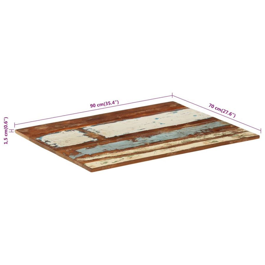 Tafelblad Rechthoekig 5-6 Mm 70X90 Cm 70 x 90 cm 15-16 mm massief gerecycled hout