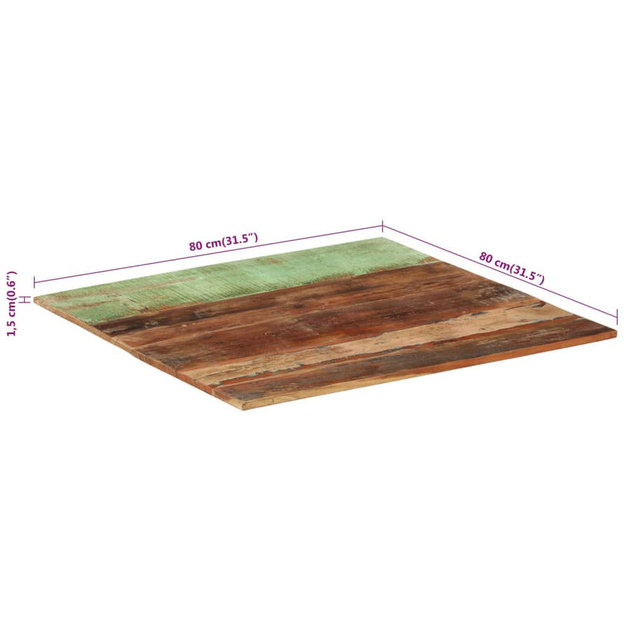 Tafelblad Vierkant 5-6 Mm 80X80 Cm 80 x 80 cm 15-16 mm massief gerecycled hout