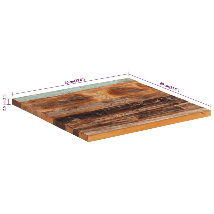 Tafelblad Vierkant 25-27 Mm 60X60 Cm 60 x 60 cm 25-27 mm massief gerecycled hout