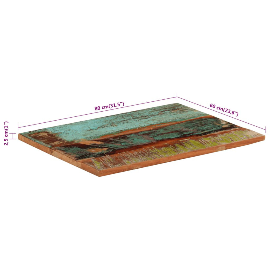 Tafelblad Rechthoekig 25-27 Mm 60X80 Cm Massief Gerecycled Hout 1 60 x 80 cm 25-27 mm