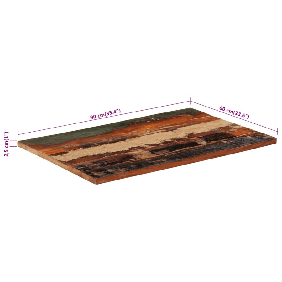 Tafelblad Rechthoekig 25-27 Mm 60X90 Cm 60 x 90 cm 25-27 mm massief gerecycled hout