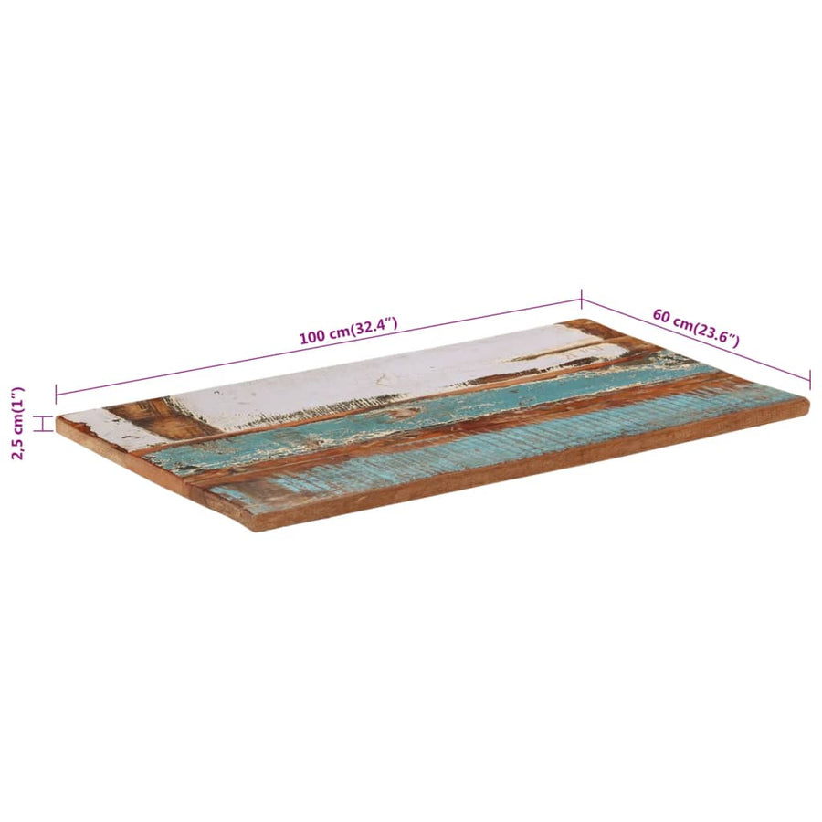 Tafelblad Rechthoekig 25-27 Mm 60X00Cm 60 x 100 cm 25-27 mm massief gerecycled hout