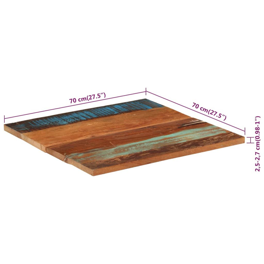 Tafelblad Vierkant 25-27 Mm 70X70 Cm 70 x 70 cm 25-27 mm massief gerecycled hout