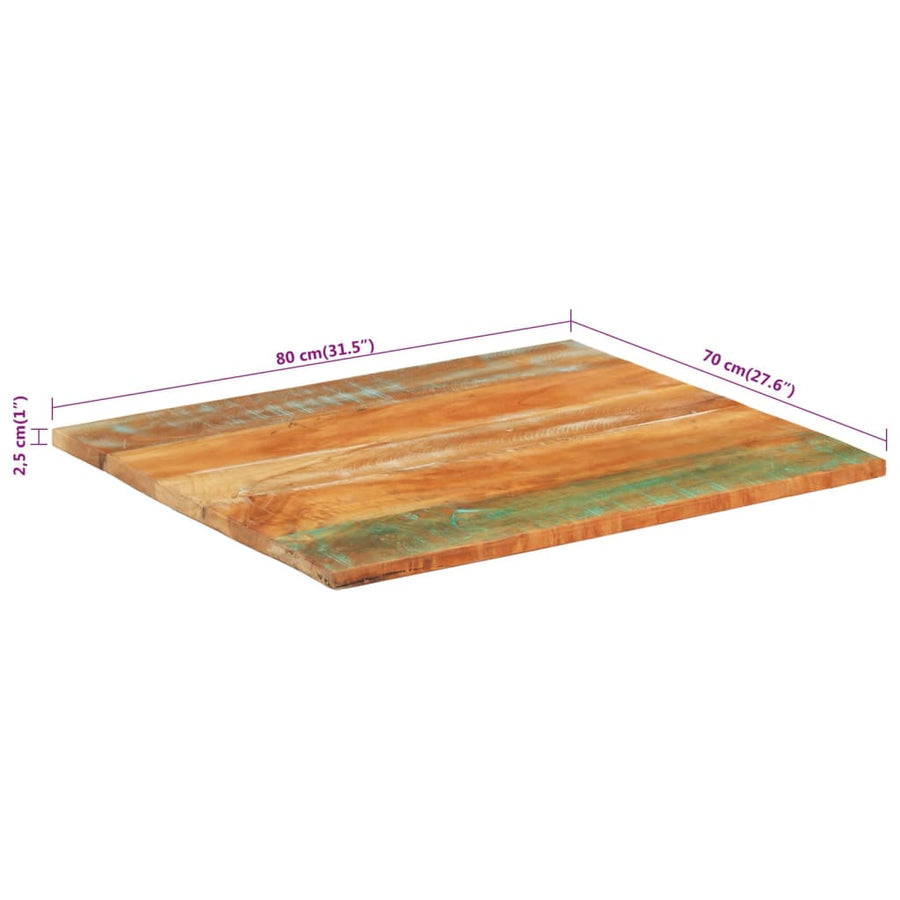Tafelblad Rechthoekig 25-27 Mm 70X80 Cm 70 x 80 cm 25-27 mm massief gerecycled hout