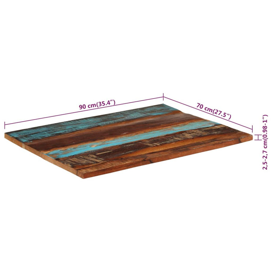 Tafelblad Rechthoekig 25-27 Mm 70X90 Cm 70 x 90 cm 25-27 mm massief gerecycled hout