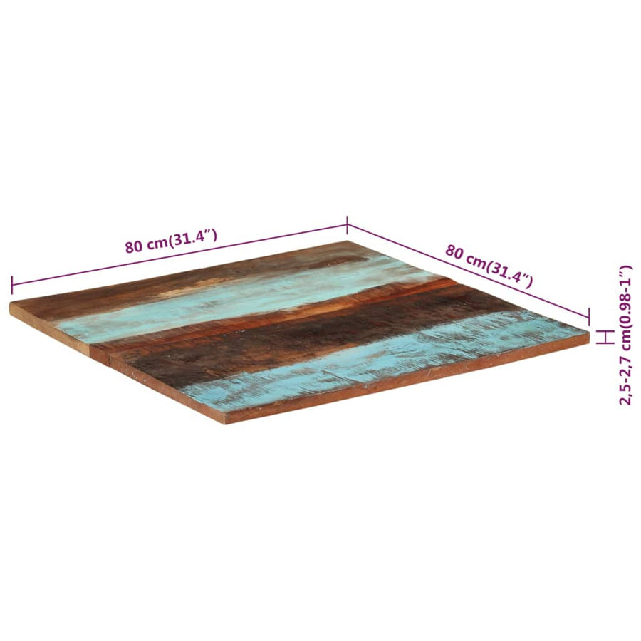 Tafelblad Vierkant 25-27 Mm 80X80 Cm 80 x 80 cm 25-27 mm massief gerecycled hout