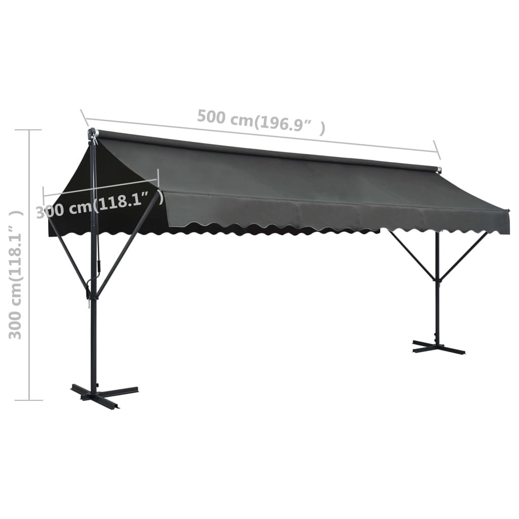 Luifel Vrijstaand 500X300 Cm 5 x 3 m Antraciet