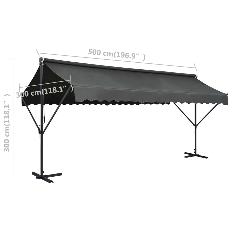 Luifel Vrijstaand 500X300 Cm 5 x 3 m Antraciet