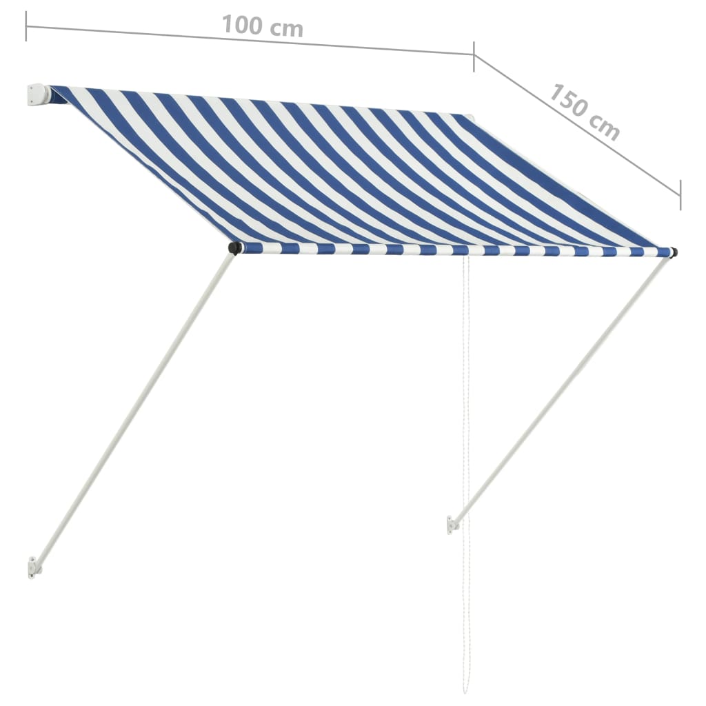 Luifel Uittrekbaar 100 x 150 cm Blauw en wit